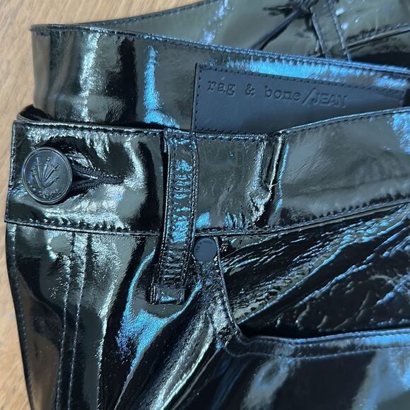 rag & bone Black Patent Leather Crop Pant Size 28 NEW with tags - Picture 9 of 10